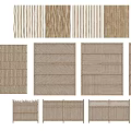 Various Woven Bamboo Fence Panel Styles With Different Striped And Grid Patterns