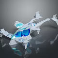 Futuristic White Aerial Vehicle Concept With Blue Transparent Cockpit And Streamlined Design