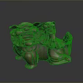 Traditional Chinese Red Stone Lion Sculpture With Intricate Carved Details