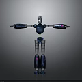 Mechanical Robot Character With Blue Body Silver Legs And Pink Arm Details