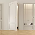 Modern Interior With White Open Door Glass Panel Doors And Wooden Floor
