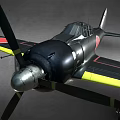 Black Vintage Airplane Model With Red Circle Markings And Propeller