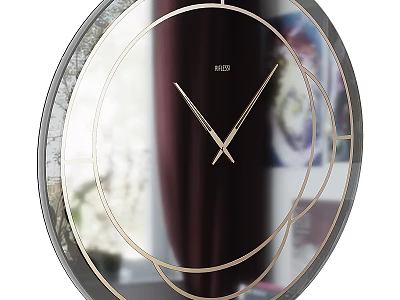 Modern Wall Clock With Gold Circular Accents And Sleek Design 3d model