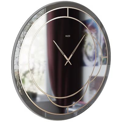 Modern Wall Clock With Gold Circular Accents And Sleek Design 3d model