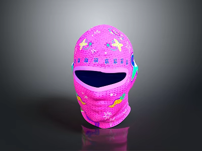 Pink Balaclava With Colorful Star Patterns For Costume Character And Mythical Creature 3d model