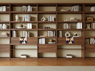 Modern Bookcase Bookshelf Books Full Wall Bookcase 3d model