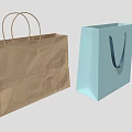 Brown Paper And Light Blue Shopping Bags With Sturdy Handles For Daily Use