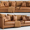 Modern Double Sofa Leather Double Sofa Multiplayer Sofa 3d model