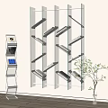 Modern Glass Wall Mounted Bookcase With Multiple Shelves And Green Plant