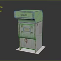 Vintage Mailbox With Green Top MAIL Lettering Worn Metal Body And Base
