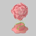 Floral Decoration Pink Flower Hot Air Balloon with Green Stand and Pink Base