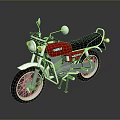 Red Yamaha Motorcycle With Vintage Design Silver Body Parts And Black Seat
