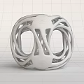 Modern Abstract Orange Ornamental Decor Piece With Circular Ring Design And Smooth Shiny Surface
