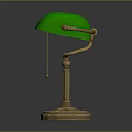 Elegant Table Lamp With Green Lampshade And Ornate Gold Base
