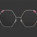 Elegant Jewelry Sunglasses With Gold Hexagonal Frame And Pink Gemstone Accents