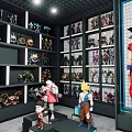 Anime Figurine Collection Display With Shelves And Various Character Models
