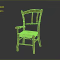 Traditional Wooden Dining Chair With Armrest And Handwoven Seat In Rustic Style