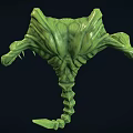 Green Monster Game Movie Character With Purple Body Claws And Scorpion Like Tail
