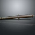 Antique Brass Cannon Barrel With Stand On Dark Background Surface Texture Patina