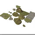 Scenery Building Components Including Grass Terrain Rocks And Stone Path Pieces