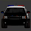 Black and White Police SUV Car With Red Blue Lights And POLICE Lettering
