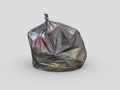 Practical Black Garbage Bag For Home Use Filled With Waste And Securely Tied Closure 3d model