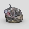Practical Black Garbage Bag For Home Use Filled With Waste And Securely Tied Closure 3d model