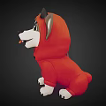Cartoon Dog In Red Hoodie With Devil Horns Trident And Tail On Dark Background