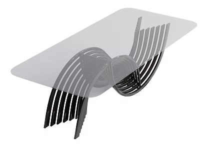 Modern Coffee Table With Transparent Glass Top And Artistic Metal Leg Structure 3d model