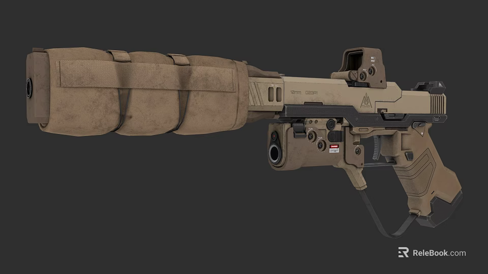Tan Advanced Military Style Tactical Rifle With Scope Magazine Ergonomic Grip Components 3d model 