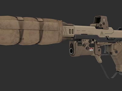 Tan Advanced Military Style Tactical Rifle With Scope Magazine Ergonomic Grip Components 3d model