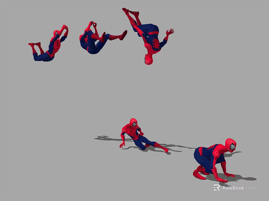 Spider Man Game Movie Character Showing Multiple Jumping Flipping Crawling Poses 3d model 