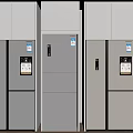 Modern Refrigerators and Freezers Display with Multiple Styles and Kitchen Cabinet Integration 3d model