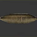 Vintage Wooden Boat Featuring Long Hull Brown Orange Wood Grain Design