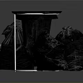 Black Trash Can With Metal Stand And Disposable Bags For Household Supplies
