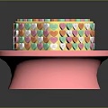 Heart Shaped Cake With Yellow Body And Colorful Heart Decorations On Pink Base