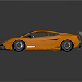 Orange Sleek Sports Car With Rear Spoiler Shiny Exterior And Alloy Wheels