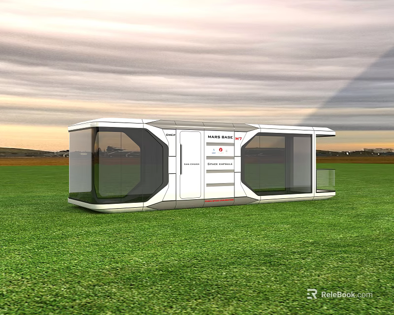 Modern White Guesthouse Building With Large Glass Windows And Green Grass Surroundings 3d model 