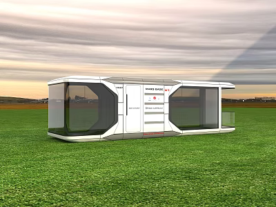 Modern White Guesthouse Building With Large Glass Windows And Green Grass Surroundings 3d model