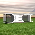 Modern White Guesthouse Building With Large Glass Windows And Green Grass Surroundings