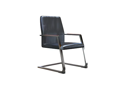 Modern Black Leather Office Chair With Sleek Metal Frame And Comfortable Armrests 3d model