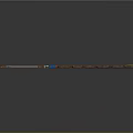 Traditional Multi section Wooden Weapon With Blue Accents And Metal Decorative Components