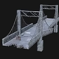 Detailed 3D Model of Broken Stone Arch Bridge With Damaged Structure
