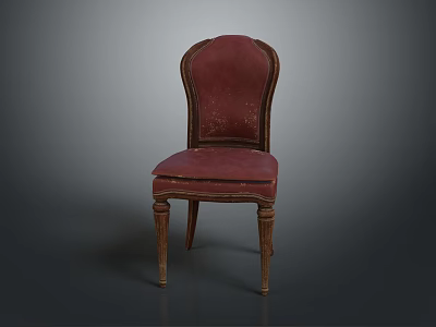 Vintage Red Upholstered Lounge Chair With Wooden Frame And Classic Design 3d model