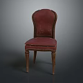 Vintage Red Upholstered Lounge Chair With Wooden Frame And Classic Design