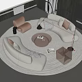 Sofa Coffee Table Combination Curved Sofa Shaped Sofa Leisure Sofa Round Glass Coffee Table Leisure Chair 3d model