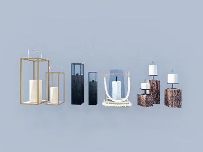 Stylish Decorative Candle Lamps with Various Designs and Materials for Home Decor 3d model