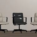 Three Modern Office Chairs Black and Beige with Armrests Metal Base and Wheels