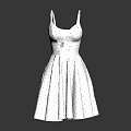 White Polka Dot Dress with Spaghetti Straps Fitted Waist and A line Skirt