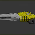Yellow Silver Sci Fi Weapon Featuring Mechanical Structure And Design Elements